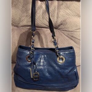 Ellen Tracy Blue Croc-Embossed Women's Bag